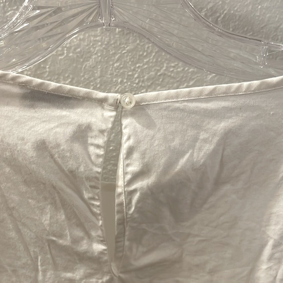 J Crew Factory white cotton/elastane puff sleeve poplin blouse, size medium - Picture 5 of 6